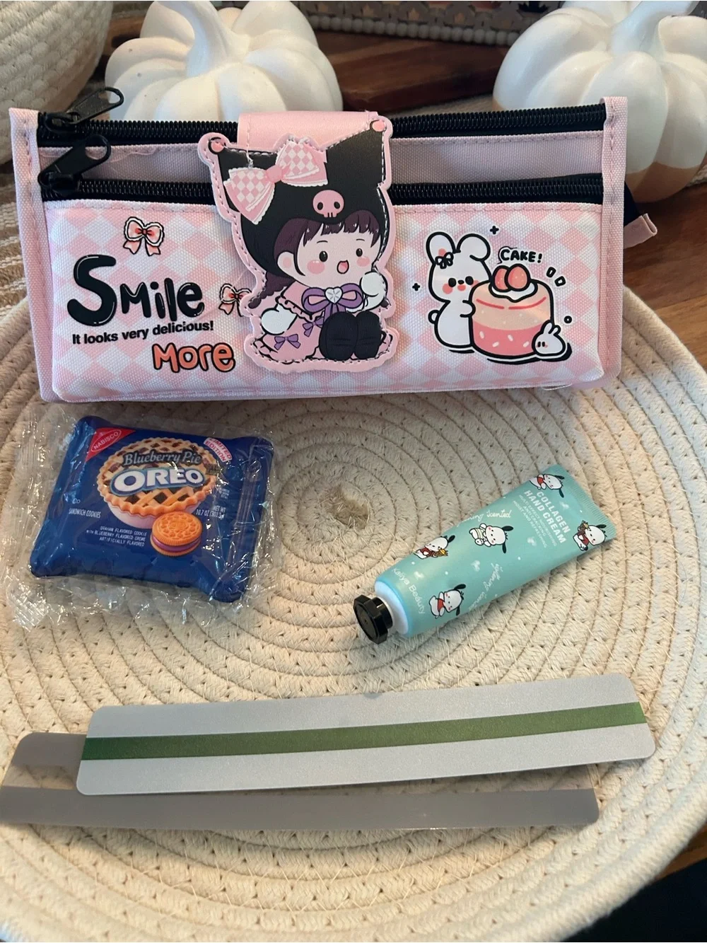 Kids Pink Cartoon Zip Pencil Case - Smile More & assortment